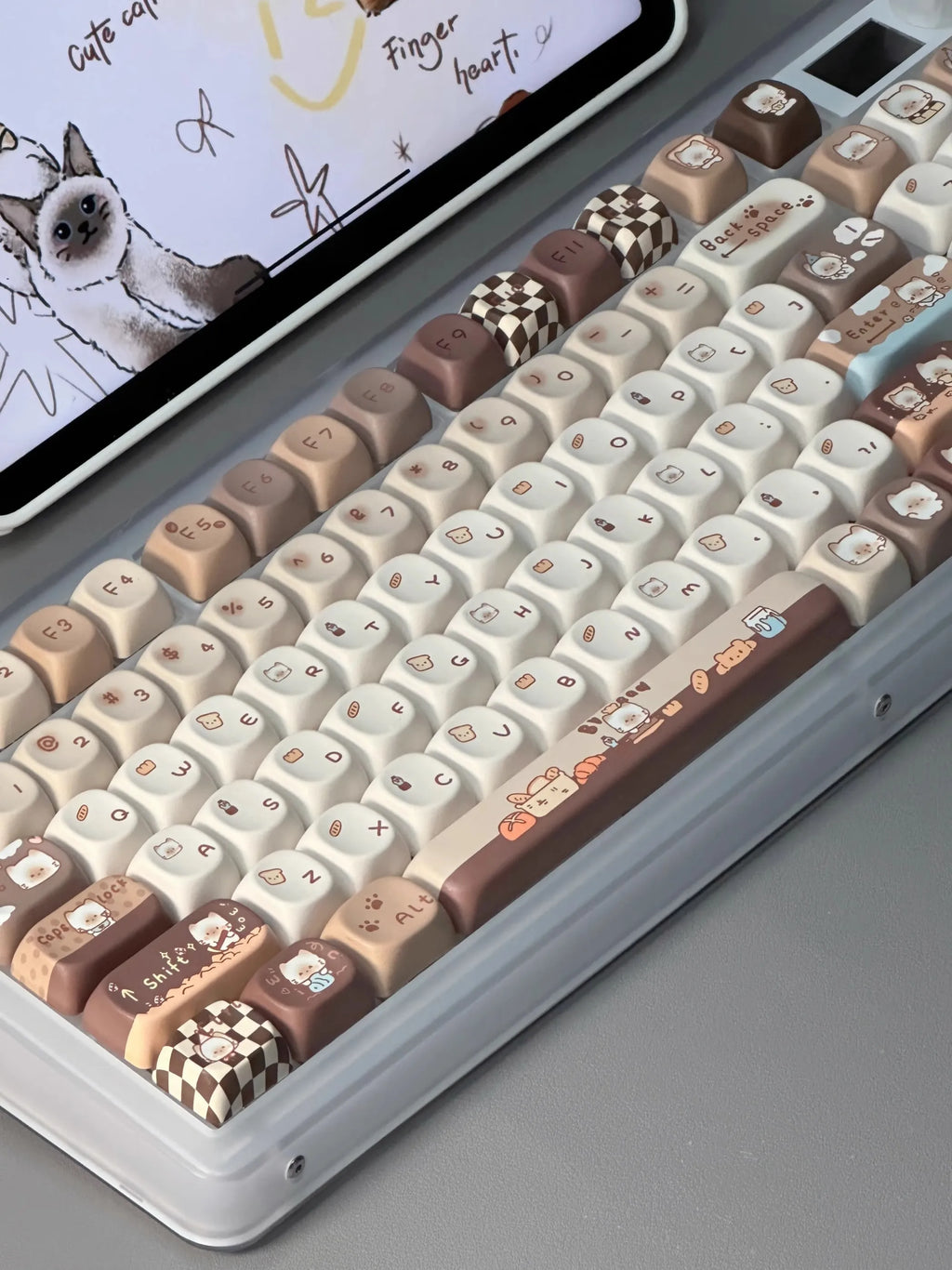 Siamese Cat Bakery Theme Keycaps Set Cat Custom Keycaps PBT Sublimation MOA Profile Keycaps for Mechanical Keyboard Accessories
