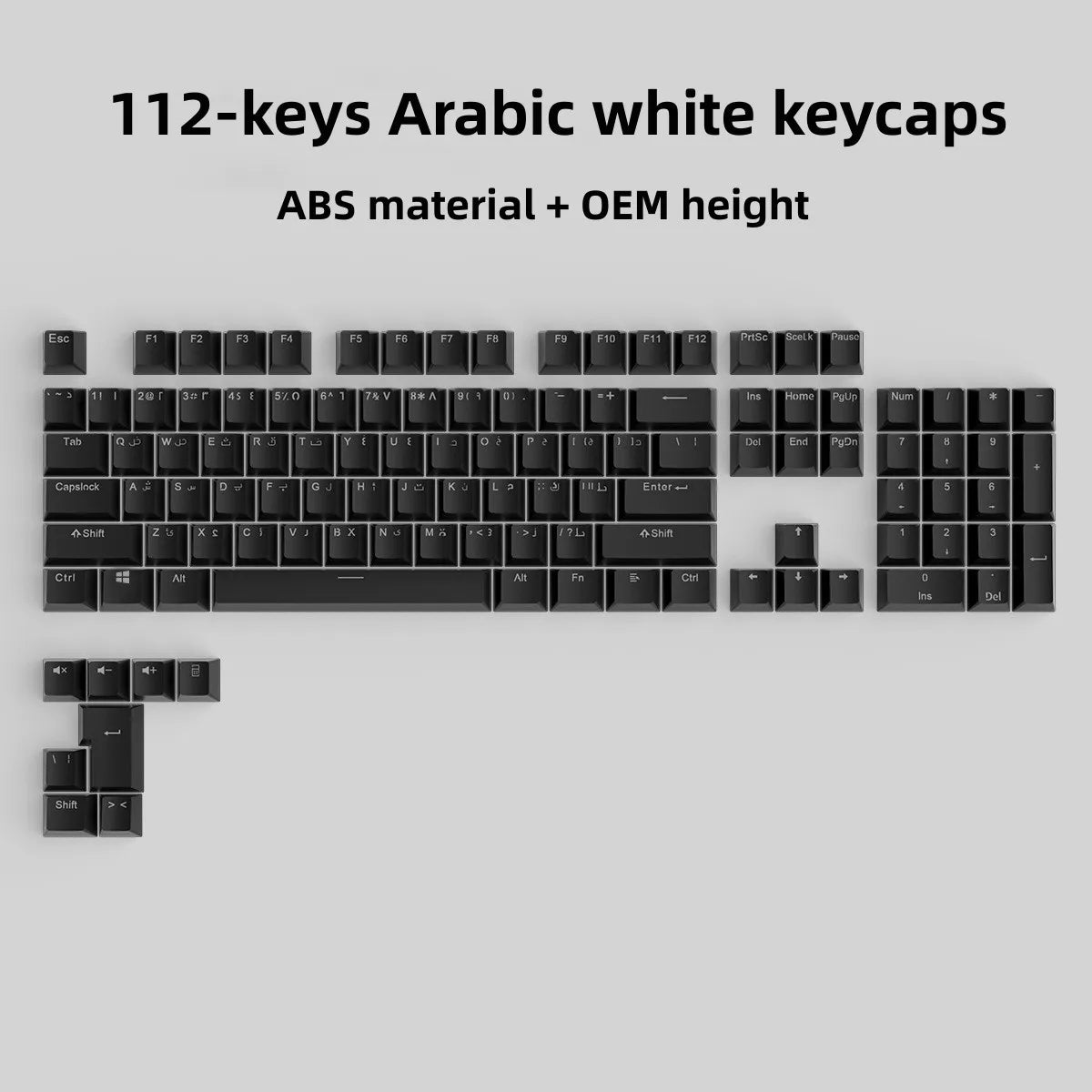 129 Keys Arabic Keycaps Set PBT/ABS Cherry Profile OEM Keycap Gaming Custom Personalised Cute for MX Switch Mechanical Keyboard