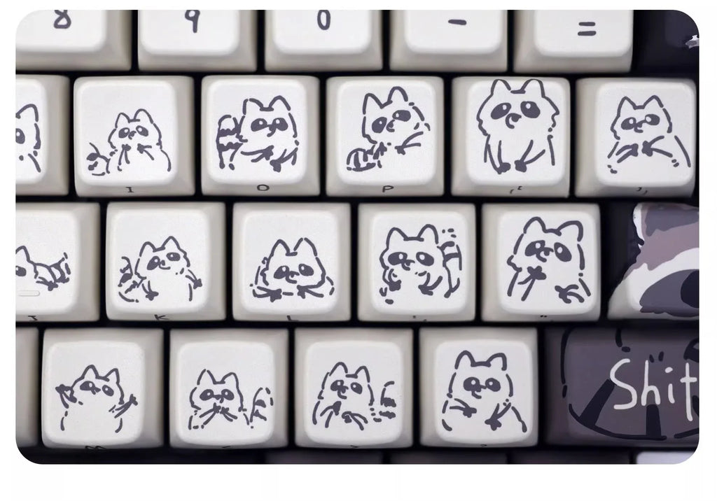 Raccoon/Penguin Keycap 148keys Cherry Side Printed Pbt  Sublimation Mechanical Keyboard Keycaps Customized Cute For Game Office