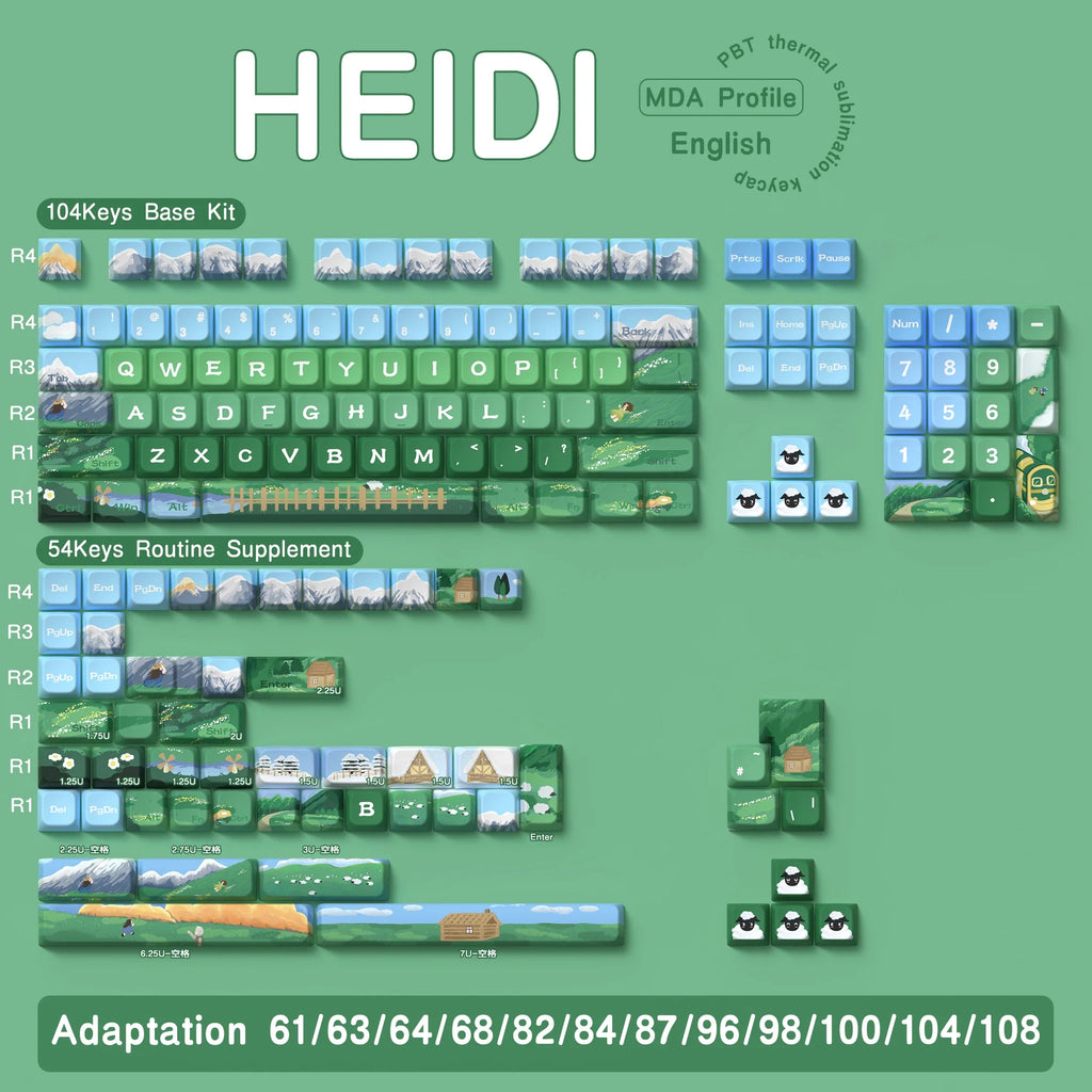 138/158 keys Original Theme Keycaps MDA Profile cute Anime PBT Keycap custom For Mechanical Keyboard with iso layout