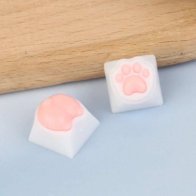 1PC Cute Cat Paw Keycaps For Mechanical Keyboard Cherry MX Switch DIY Key Cap Soft Silicone Keycup Artisan Pink Color