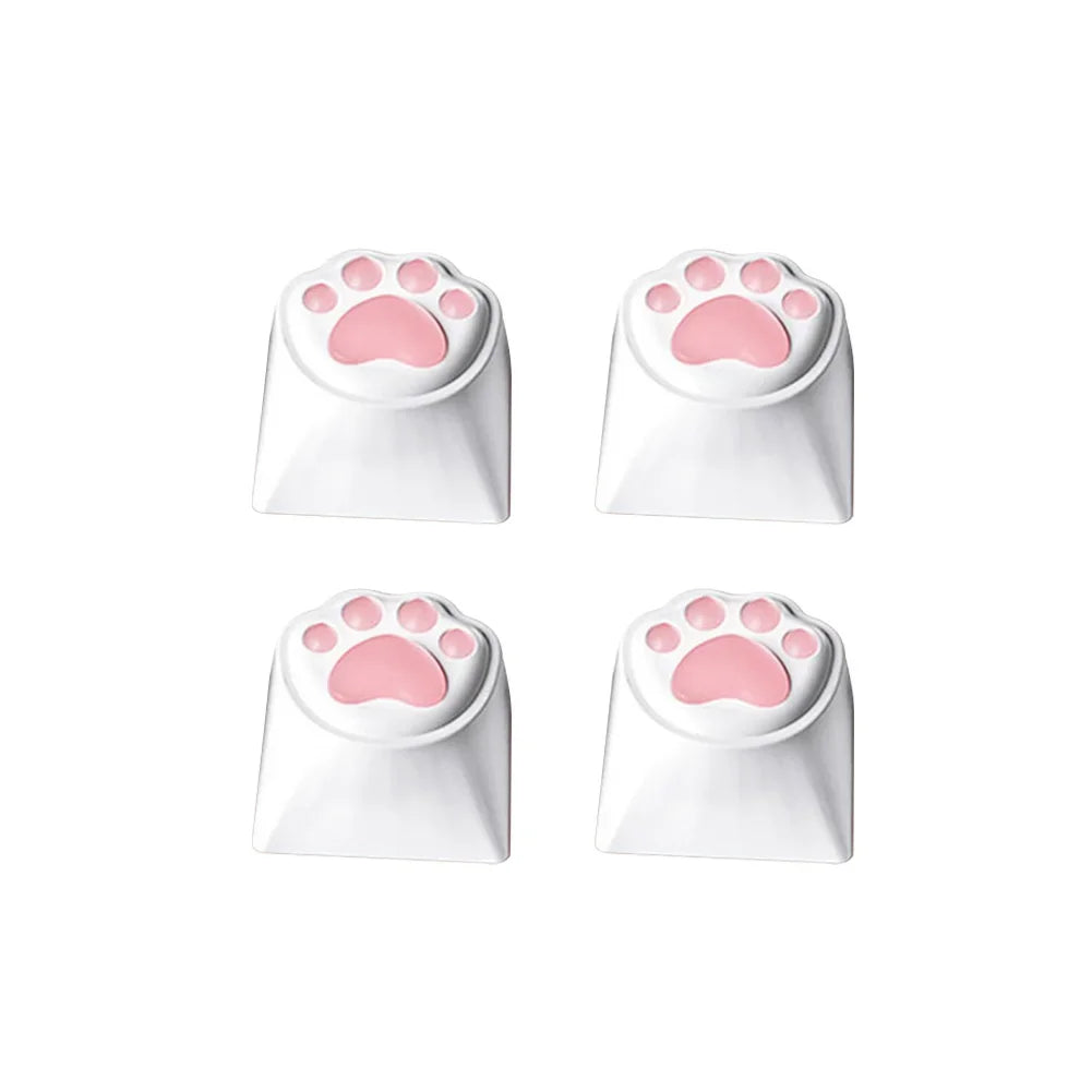 4Pcs Girl Mechanical Keycap 3D Anime Pink Keyboard Cross Axis Personalized Cat Paw Keycap Keyboard Decoration