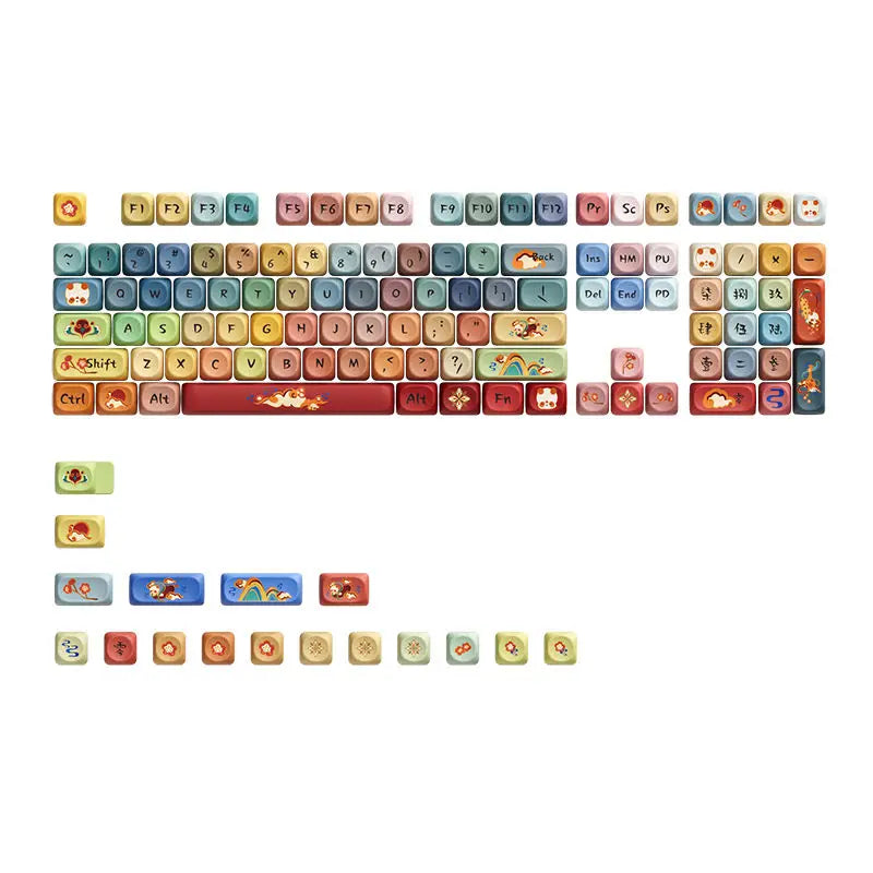 Snowflakes Theme Keycaps 127 Keys MOA Profile PBT Square KeyCap Dye Sublimation Mechanical Keyboard Key Cap Keyboards Accessorie