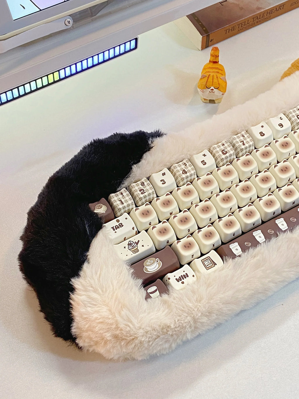 Siamese Cat Keycap Cute Mao Cherry Pbt Cafe Cat Head Cat Ears White Coffee Color 146/133Keys 2.25/2.75U Alice Layout Keycaps