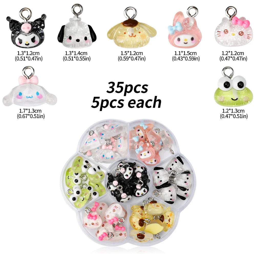 35/50/70/240pcs Cute Sanrio Nail Art Jewelry Decoration Kawaii Hello Kitty Kuromi Rhinestone Charms For Nail Y2K Manicure Crafts