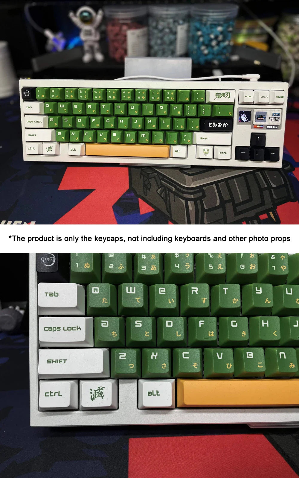 1 Set PBT Dye Sublimation Anime Keycaps Kochou Shinobu Theme Key Caps for Demon Slayer Cherry Profile Keycap Keyboard Decoration