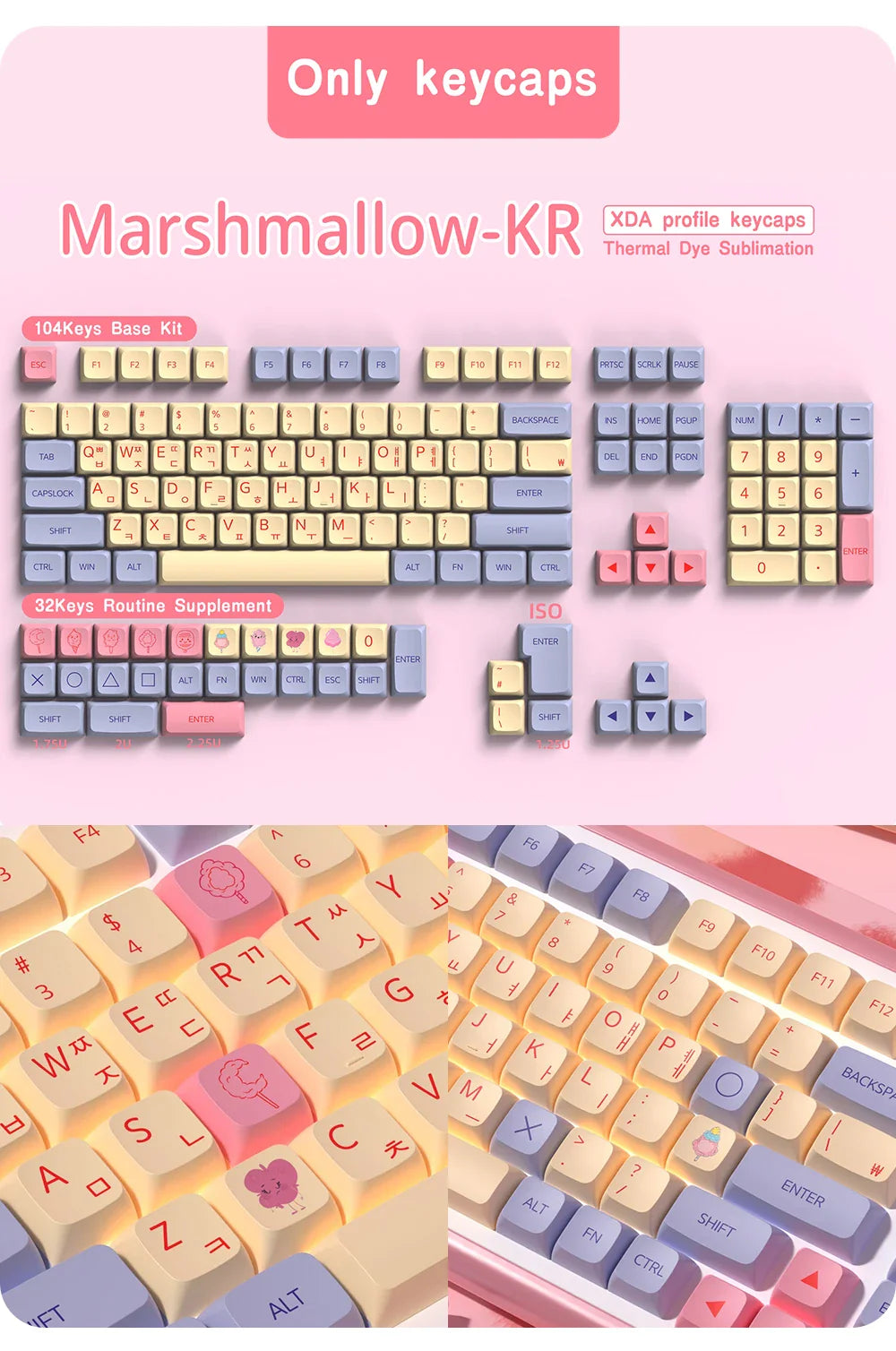 XDA Profile PBT keycaps Spanish Korean French German Portuguese Russian Japanese keycap For Cherry MX Mechanical Keyboard