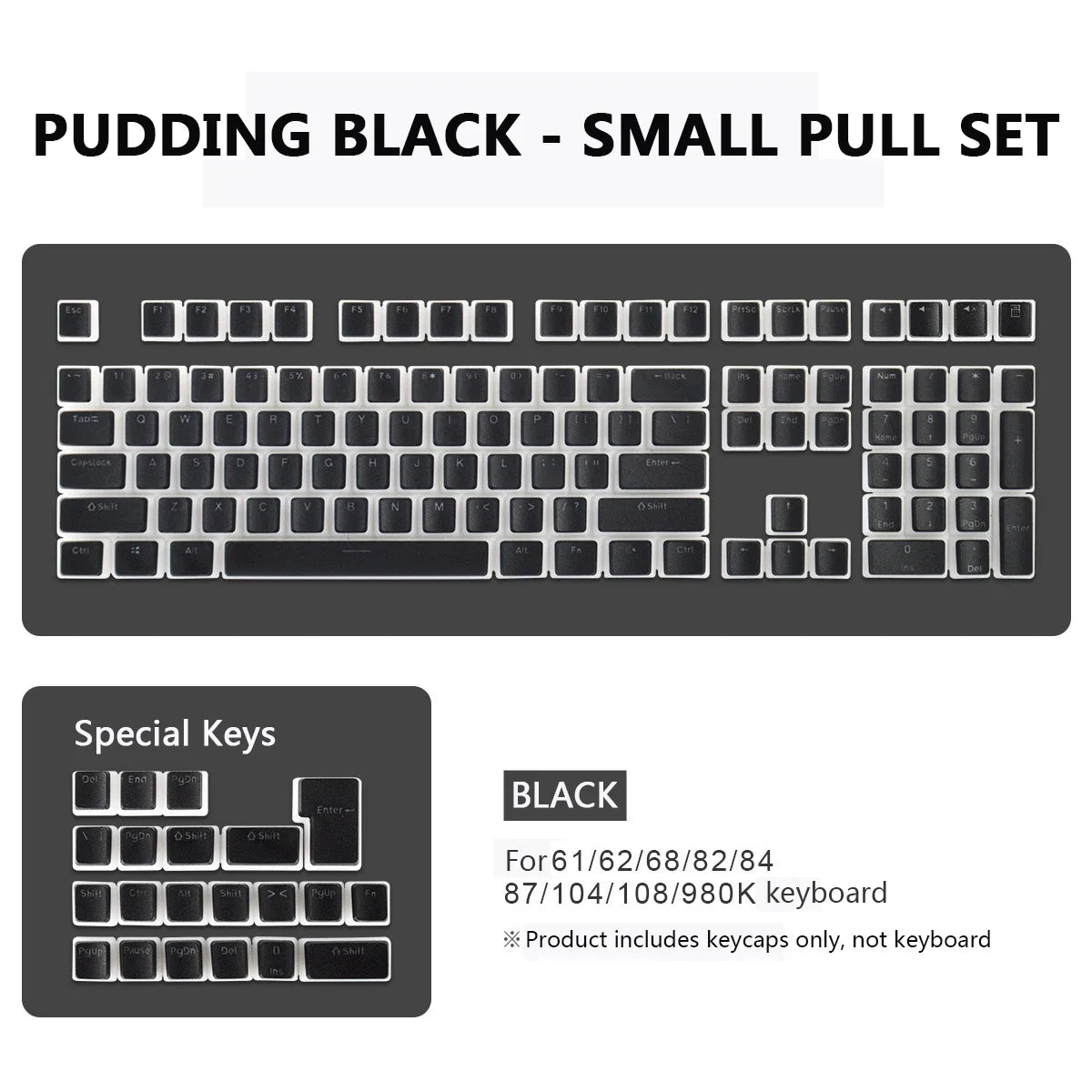 129 Keys Mechanical Keyboard PBT Pudding Keycaps Two-color Injection Molding OEM Character Translucent Keycap for All Keyboards
