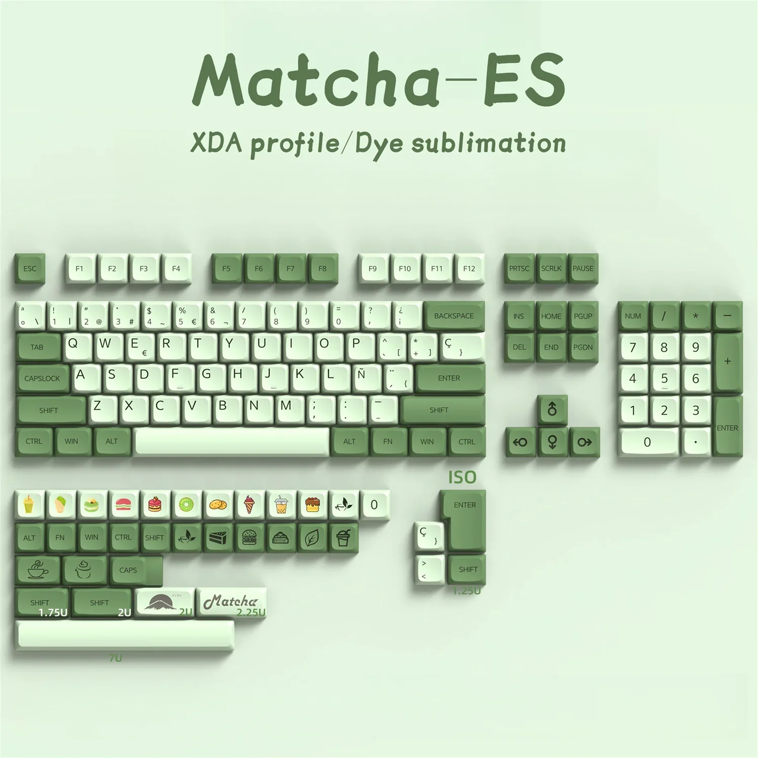 Spanish ES PBT Keycaps XDA Profile Shimmer Iceberg Marshmallow Matcha Keycap For GMK67 Mechanical Keyboard Dye Sublimation ISO