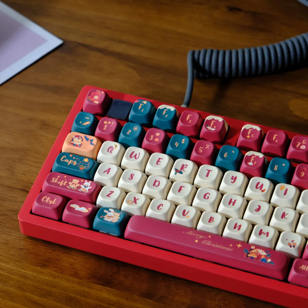 PBT Material Colorful rabbit and bear Dye Sublimation FOA Profile Keycap Set For MX switches Gaming Mechanical Keyboard