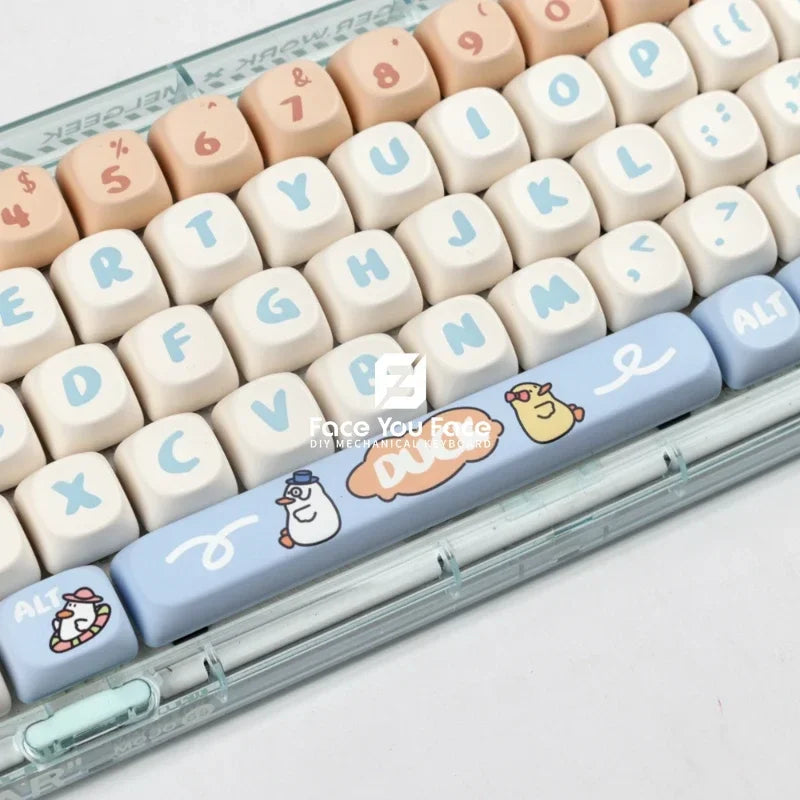 139 Keys/set Boring Duck Key Cap PBT MOA Profile Double Shot Keycap Thermal Sublimation Mechanical Keyboard for Customization