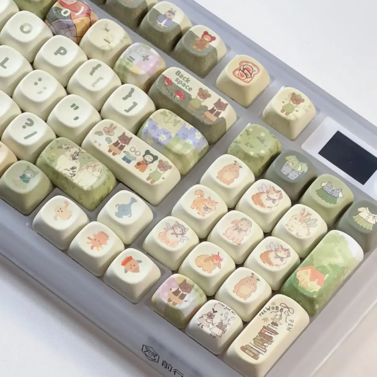 140Key Green Small Animal Rabbit Keycap Complete Set Of Cherry Xoa Pbt Sublimation Mechanical Key Cartoon Cute Milk Green Keycap