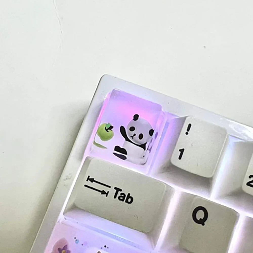 1Pcs Cute Panda Pattern Keycap Resin Handmade Decoration Personality Esc R4 OEM Cute key cap mold Keycap for Mechanical Keyboard