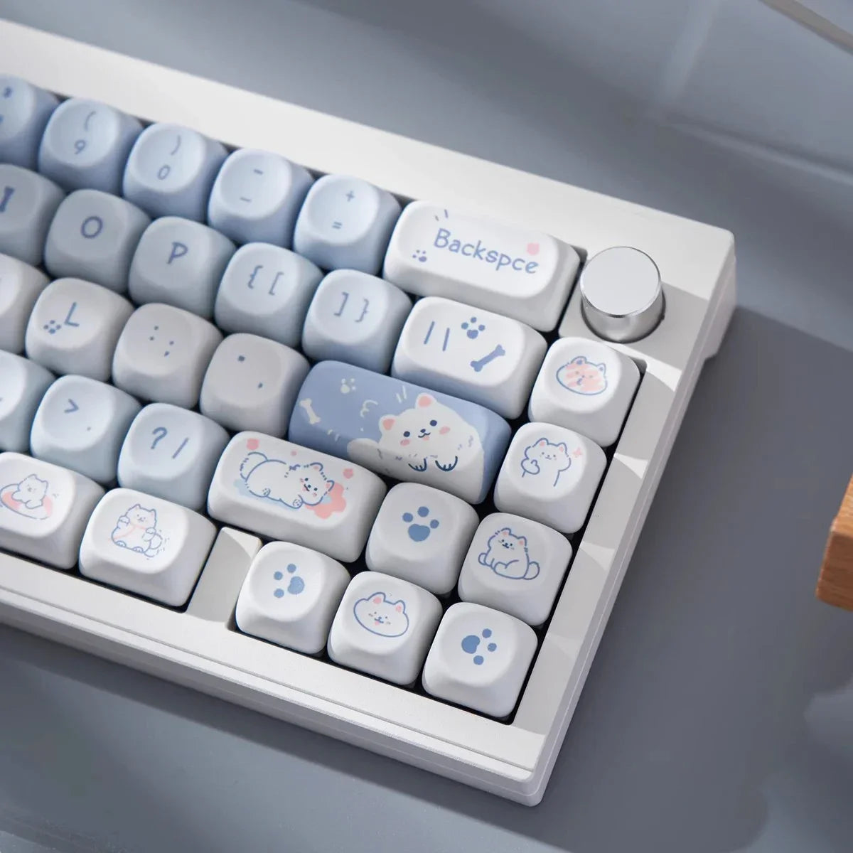 95Keys MOA Profile Cat Theme PBT Key Caps Pink Blue Puppy Cute  Keycaps for GK61 RK836 MX Switches Mechanical Keyboard