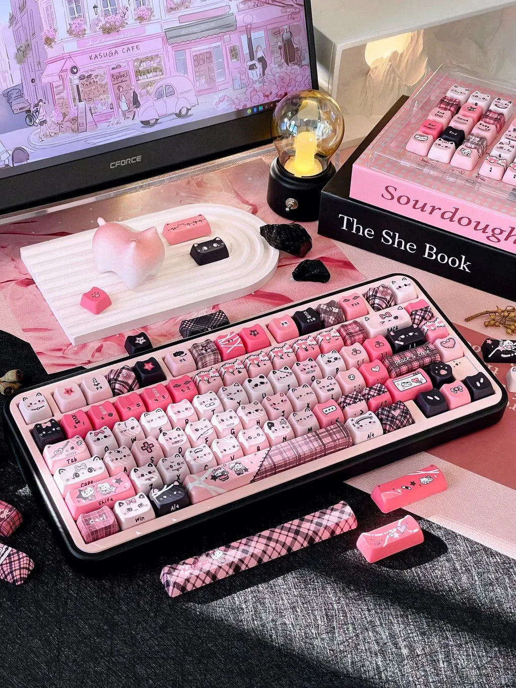 142 Keys Customized Gift Cute Cat keycaps New MAO Keycaps Square Thermal Sublimation Mechanical Keyboard 2.25 U 2.75U for Alice