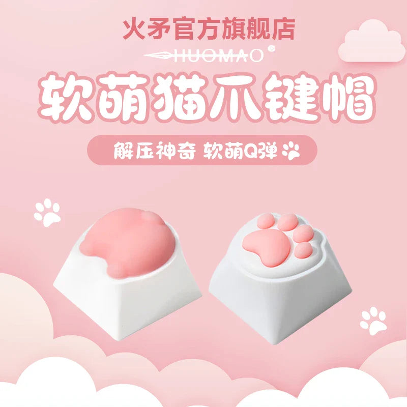 Cat Claw Keycaps Cute Simulation Feel Silicone Meat Pads Butt Corgi Fart Oem Height Girls Creative Single Mechanical Keyboard