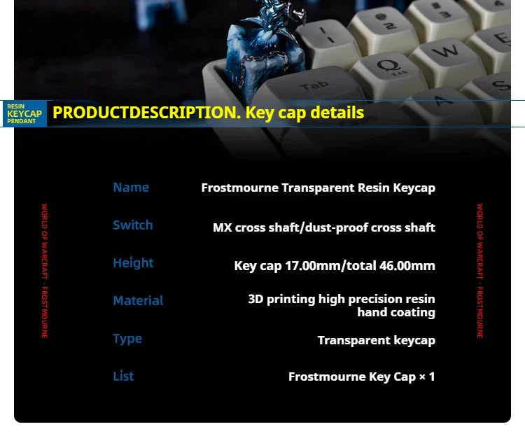 1Pc Mechanical Keyboard Keycaps OEM Height 3d Printed Personalized Resin Keycaps Wrath Of Frost The Lich King Game Key Cap Gifts