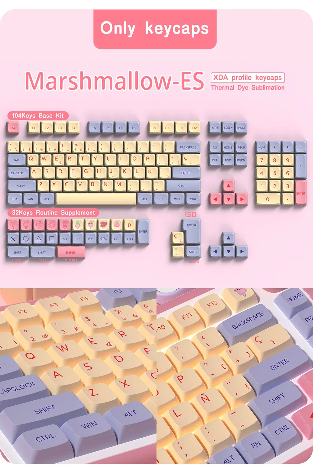 XDA Profile PBT keycaps Spanish Korean French German Portuguese Russian Japanese keycap For Cherry MX Mechanical Keyboard