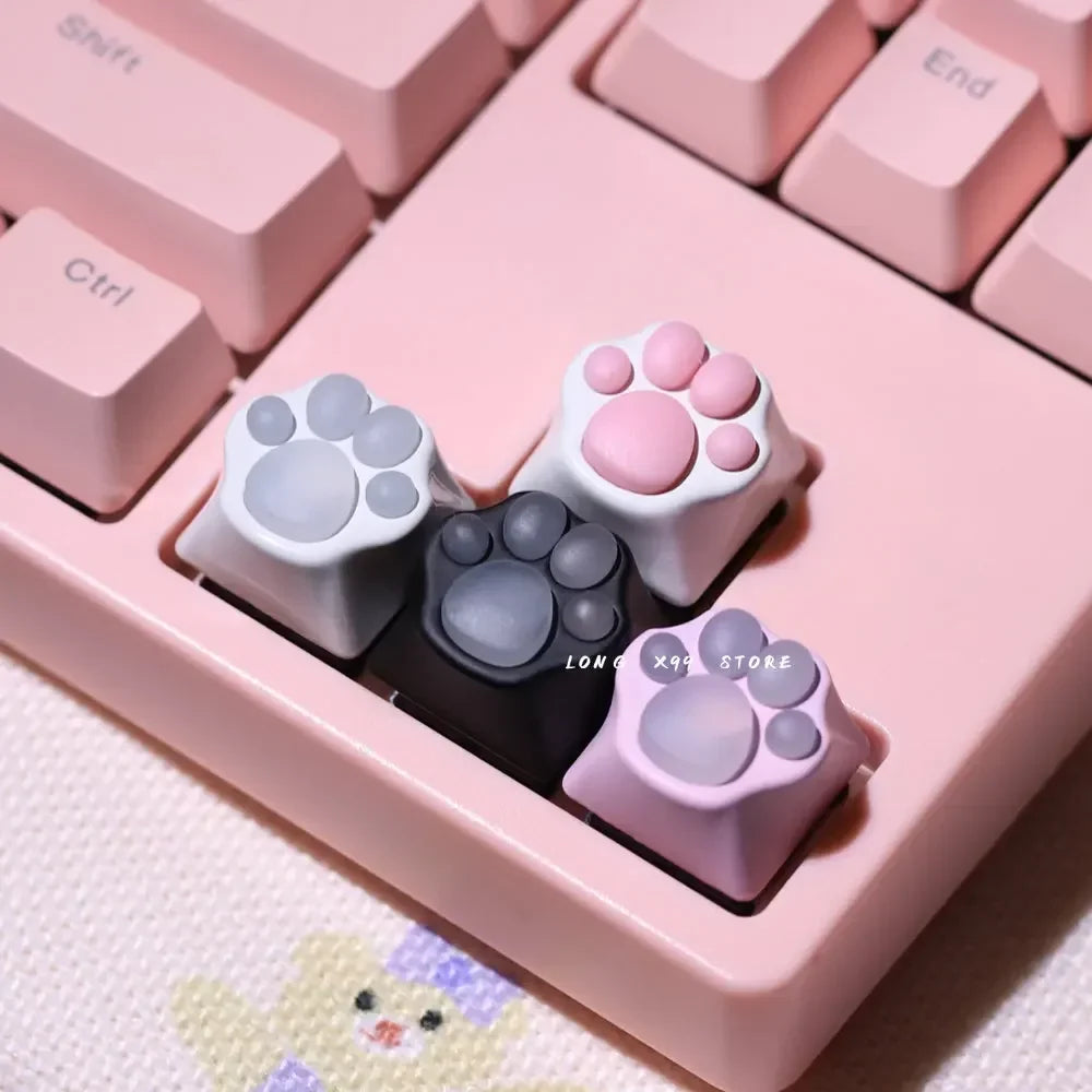 Pink Cute Cartoon Silicone Keycap Personality Soft Feel Cat DIY Artisan Cat Paws Pad Keyboard KeyCaps For Cherry MX Switches
