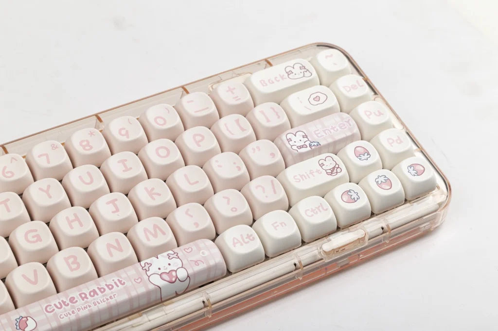 Mathew Tech Snack Bunny Keycap Pink Keycaps MOA Profile PBT Sublimation Mechanical Keyboard Keycaps Suitable for Girls To DIY