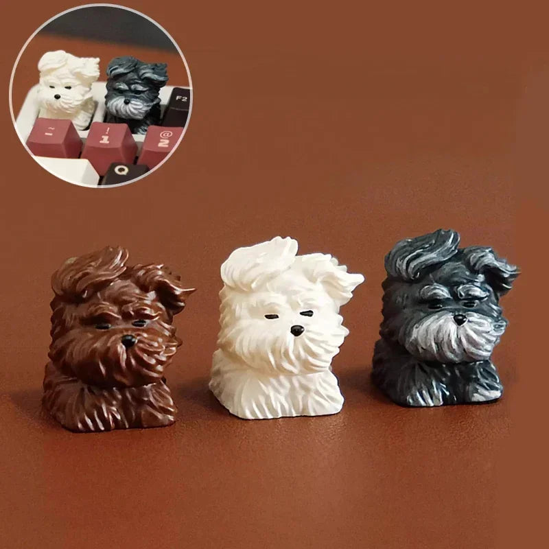 Scrawled Dog Keycaps Wind Blows Puppy Cute Resin Keycap Custom 1U Cherry Profile Keycaps for Mechanical Keyboard Key Caps Gifts