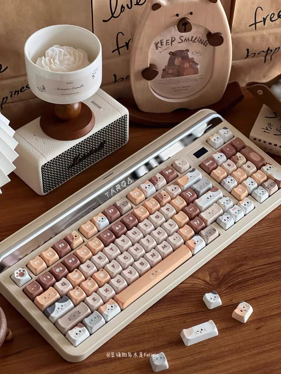 142 Keys Customized Gift Cute Cat keycaps New MAO Keycaps Square Thermal Sublimation Mechanical Keyboard 2.25 U 2.75U for Alice