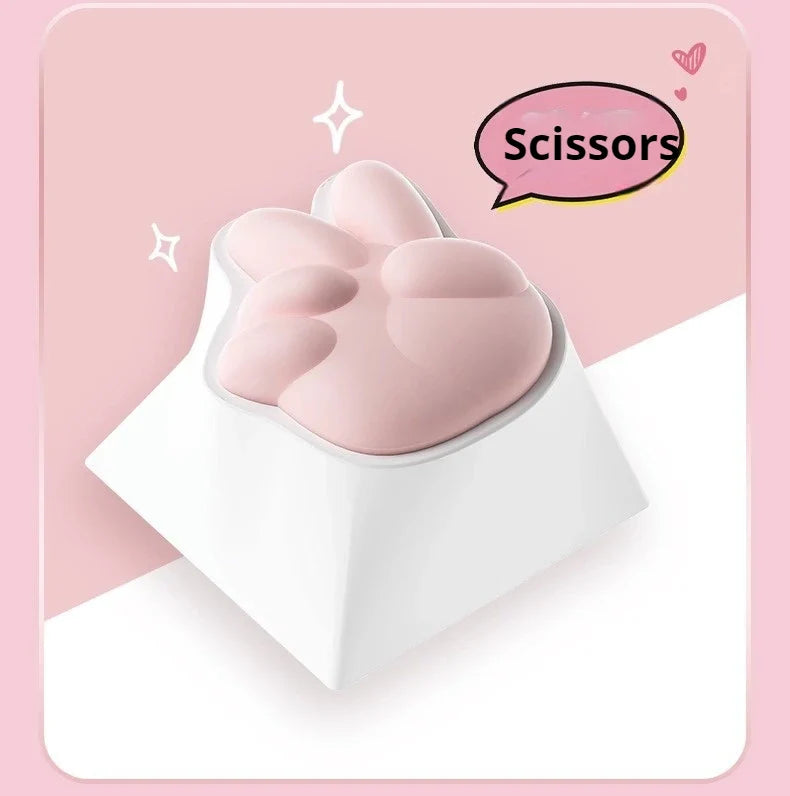 Mongseek Super Cute Cat Claw KeyCap Girl Powder Mechanical Keyboard Key Cap Soft Silicone Cross Shaft Universal Birthday Gifts