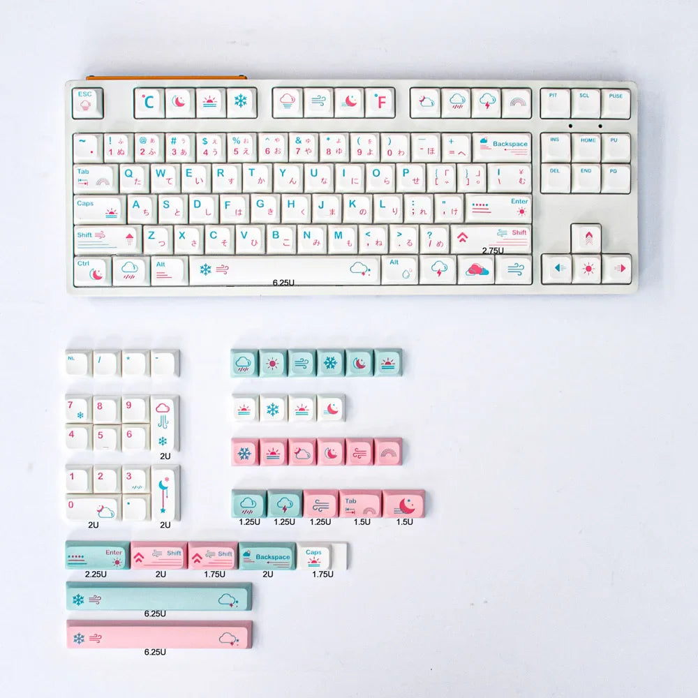 GMK 132 Keys Japanese PBT Keycap XDA Profile Cute Pink Keycaps for DIY Cherry Mechanical Keyboard Custom 61/84/64/68/98/108 Set
