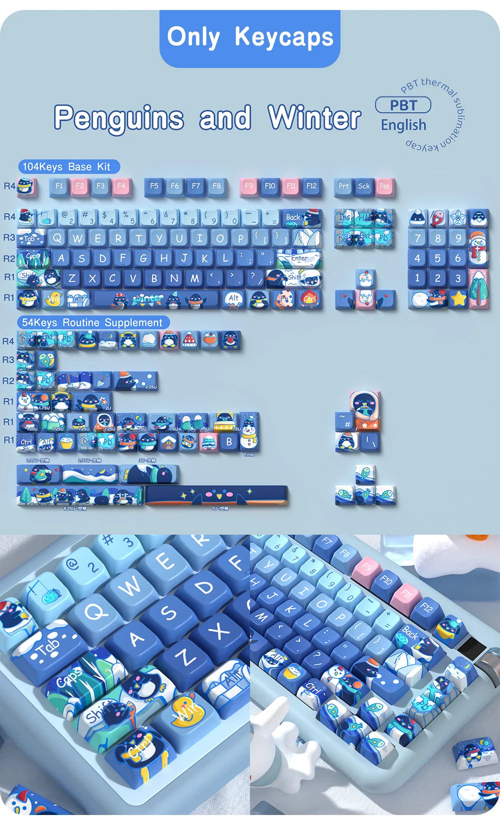 138/158 keys Original Theme Keycaps MDA Profile cute Anime PBT Keycap custom For Mechanical Keyboard with iso layout