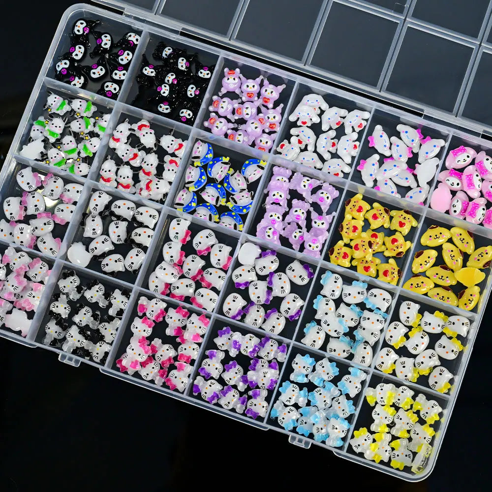 35/50/70/240pcs Cute Sanrio Nail Art Jewelry Decoration Kawaii Hello Kitty Kuromi Rhinestone Charms For Nail Y2K Manicure Crafts