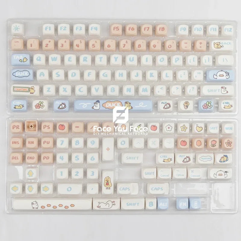 139 Keys/set Boring Duck Key Cap PBT MOA Profile Double Shot Keycap Thermal Sublimation Mechanical Keyboard for Customization