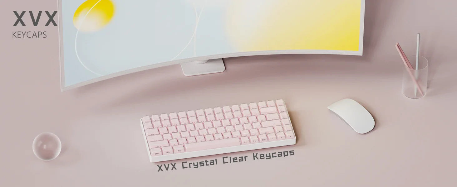 113 Key Jelly Round Side Keycaps Ice Crystal Translucent Pink OEM Profile Key cap for Cherry MX 61 68 104 Mechanical Keyboard