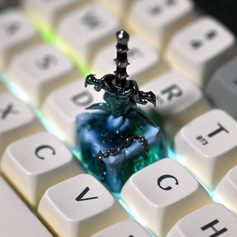 World of Warcraft Frostmourne Artisan Resin Keycaps 1u ESC Custom MX Switch Handmade Anime Key Caps For Mechanical Keyboard Gift