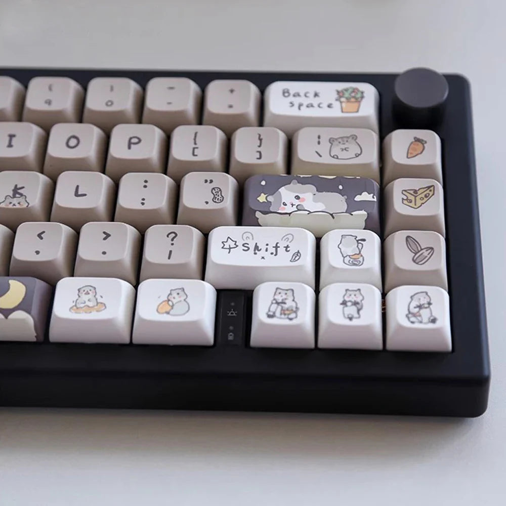 132 keys Cute Mouse Cartoon Theme Keycaps XDA Profile Key caps English for 61/64/68/84/87/96/98/104 Mechanical Keyboard Keycaps