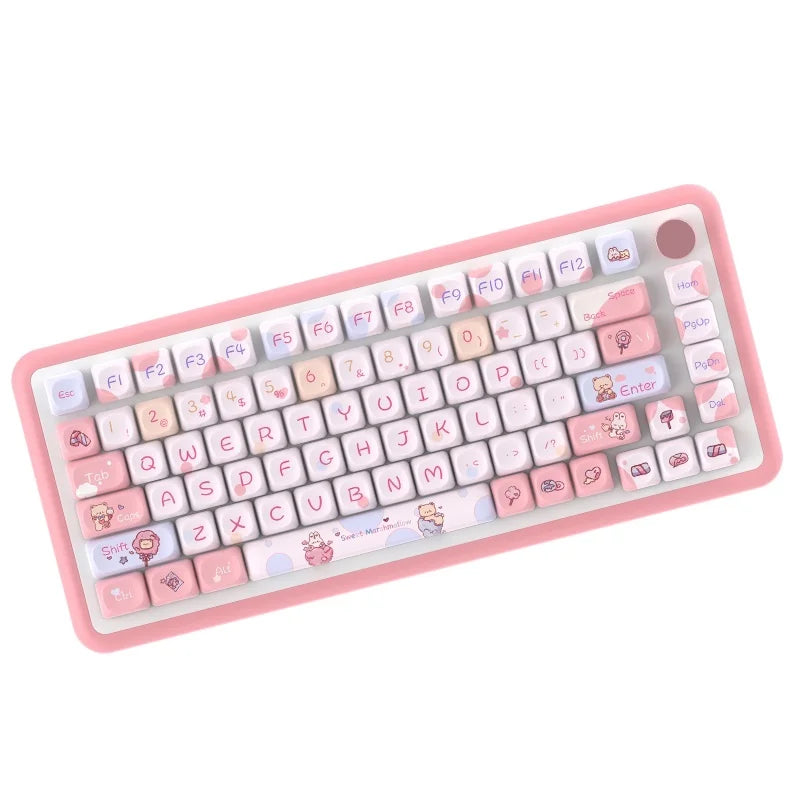Sweet Cotton Candy Themed Keycaps 112/120key Mca Profile Pbt Thermal Sublimation Mechanical Keyboard Cartoon Pink Anime Keycaps