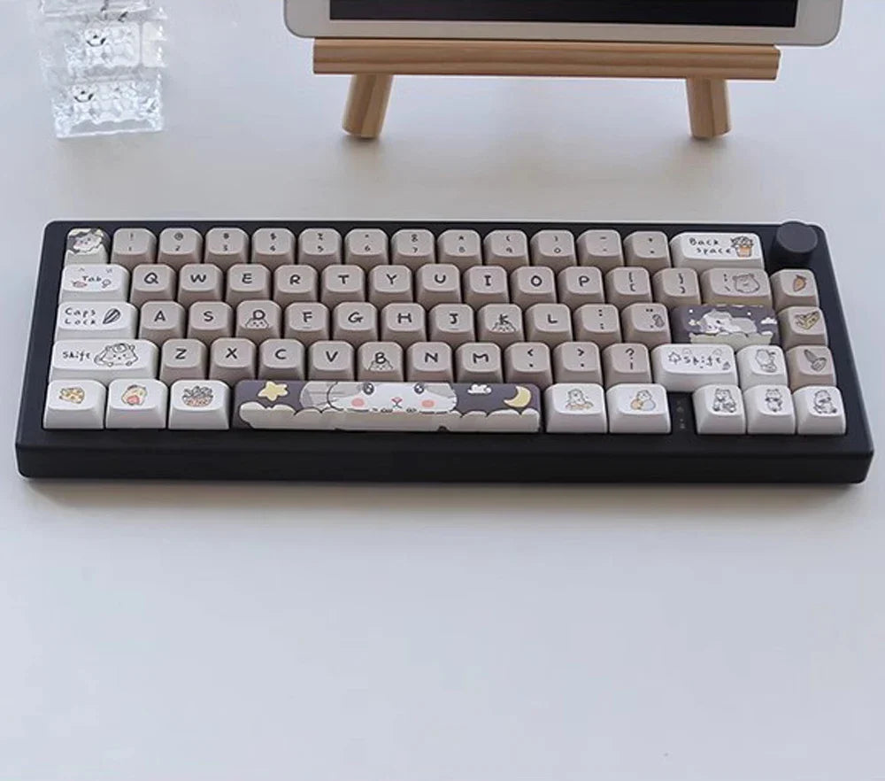 132 keys Cute Mouse Cartoon Theme Keycaps XDA Profile Key caps English for 61/64/68/84/87/96/98/104 Mechanical Keyboard Keycaps