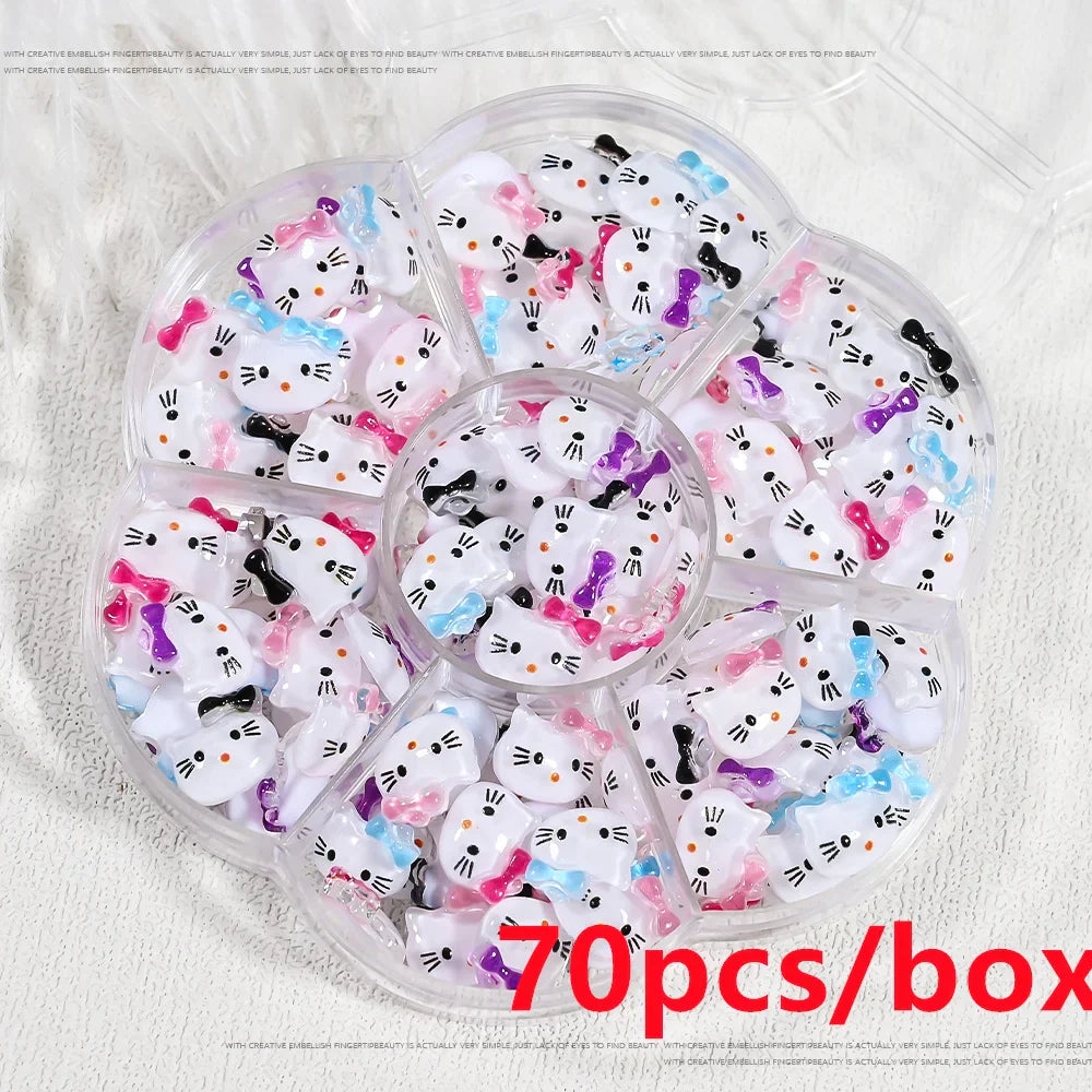 35/50/70/240pcs Cute Sanrio Nail Art Jewelry Decoration Kawaii Hello Kitty Kuromi Rhinestone Charms For Nail Y2K Manicure Crafts