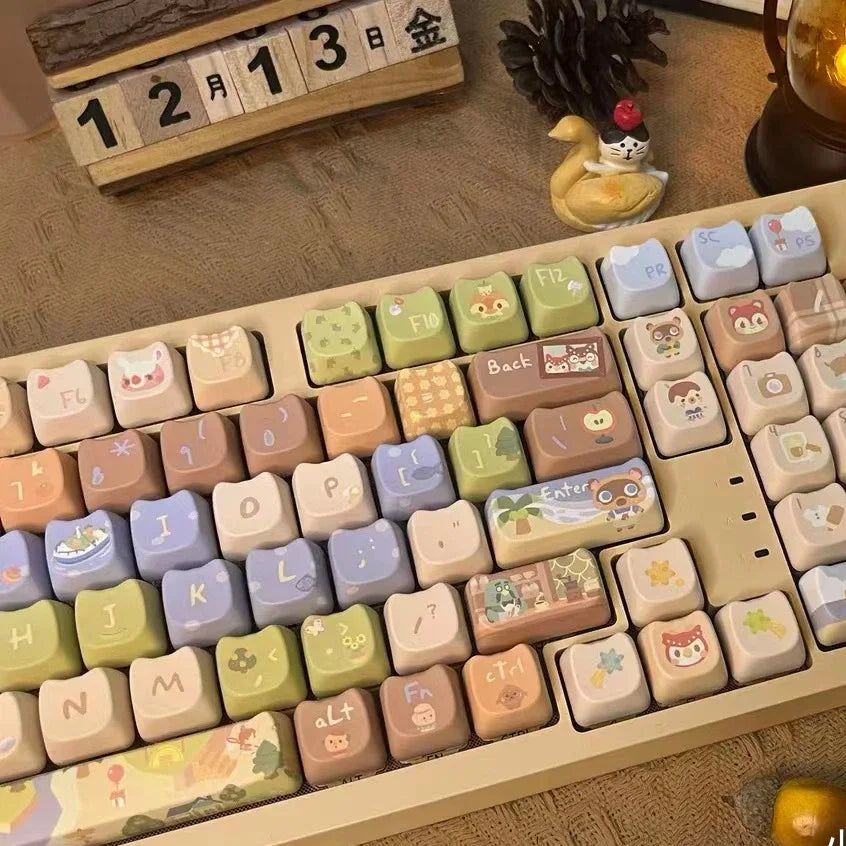 142 Keys Customized Gift Cute Cat keycaps New MAO Keycaps Square Thermal Sublimation Mechanical Keyboard 2.25 U 2.75U for Alice