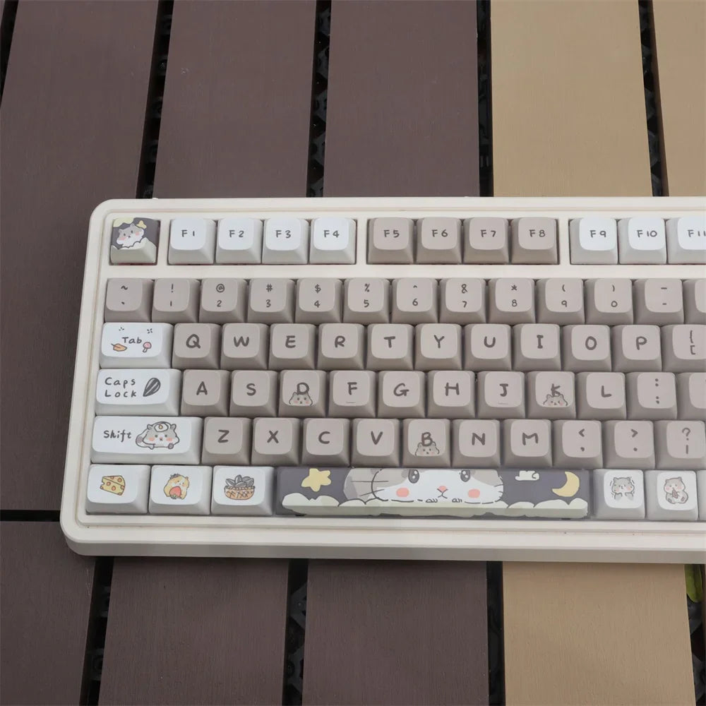 132 keys Cute Mouse Cartoon Theme Keycaps XDA Profile Key caps English for 61/64/68/84/87/96/98/104 Mechanical Keyboard Keycaps