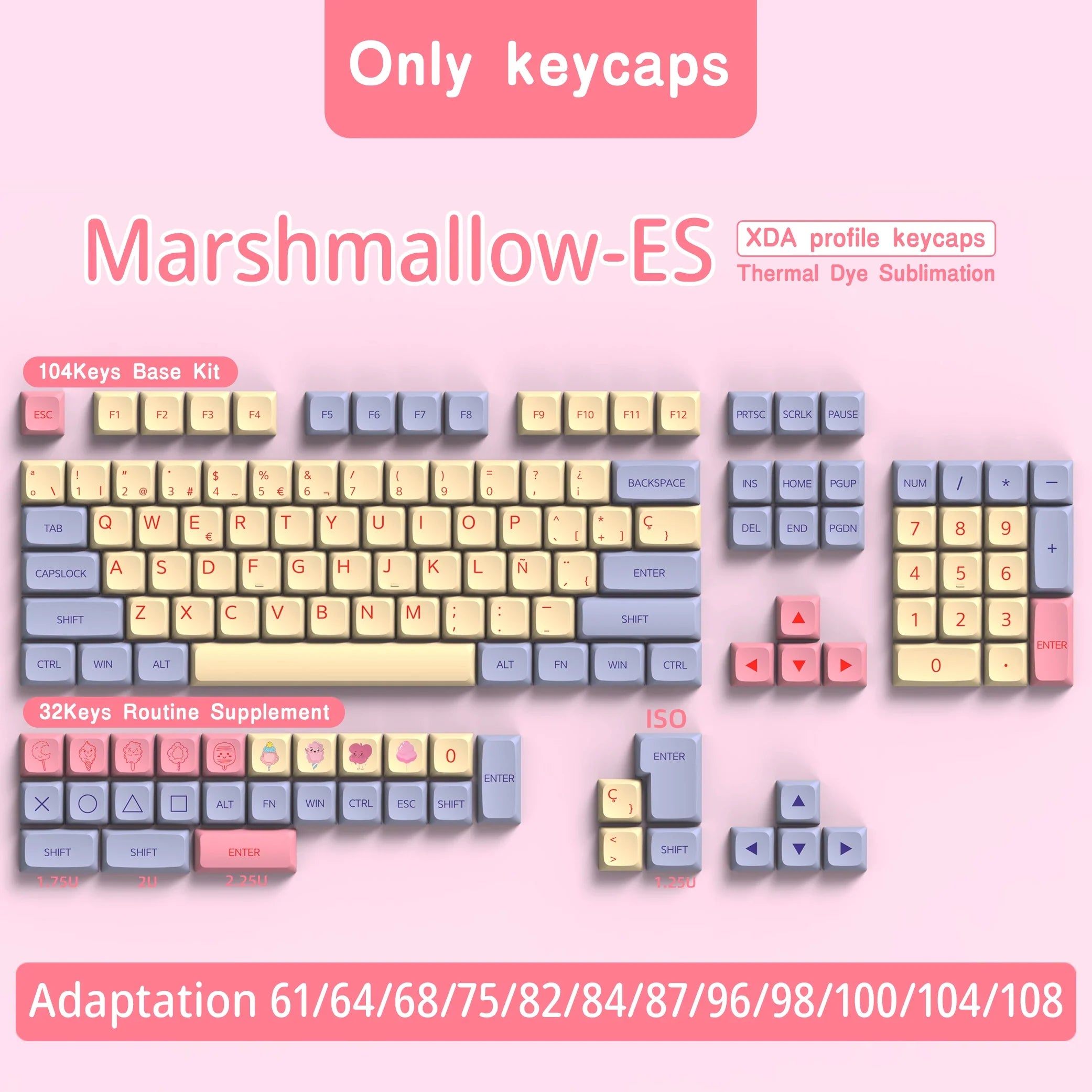 XDA Profile PBT keycaps Spanish Korean French German Portuguese Russian Japanese keycap For Cherry MX Mechanical Keyboard