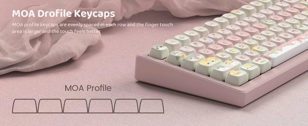 134 Keys Pink Cat  MOA Profile PBT Keycaps Customs Dye Sub Key caps for 61/87/104 Cherry MX Switch Gaming Mechanical Keyboard