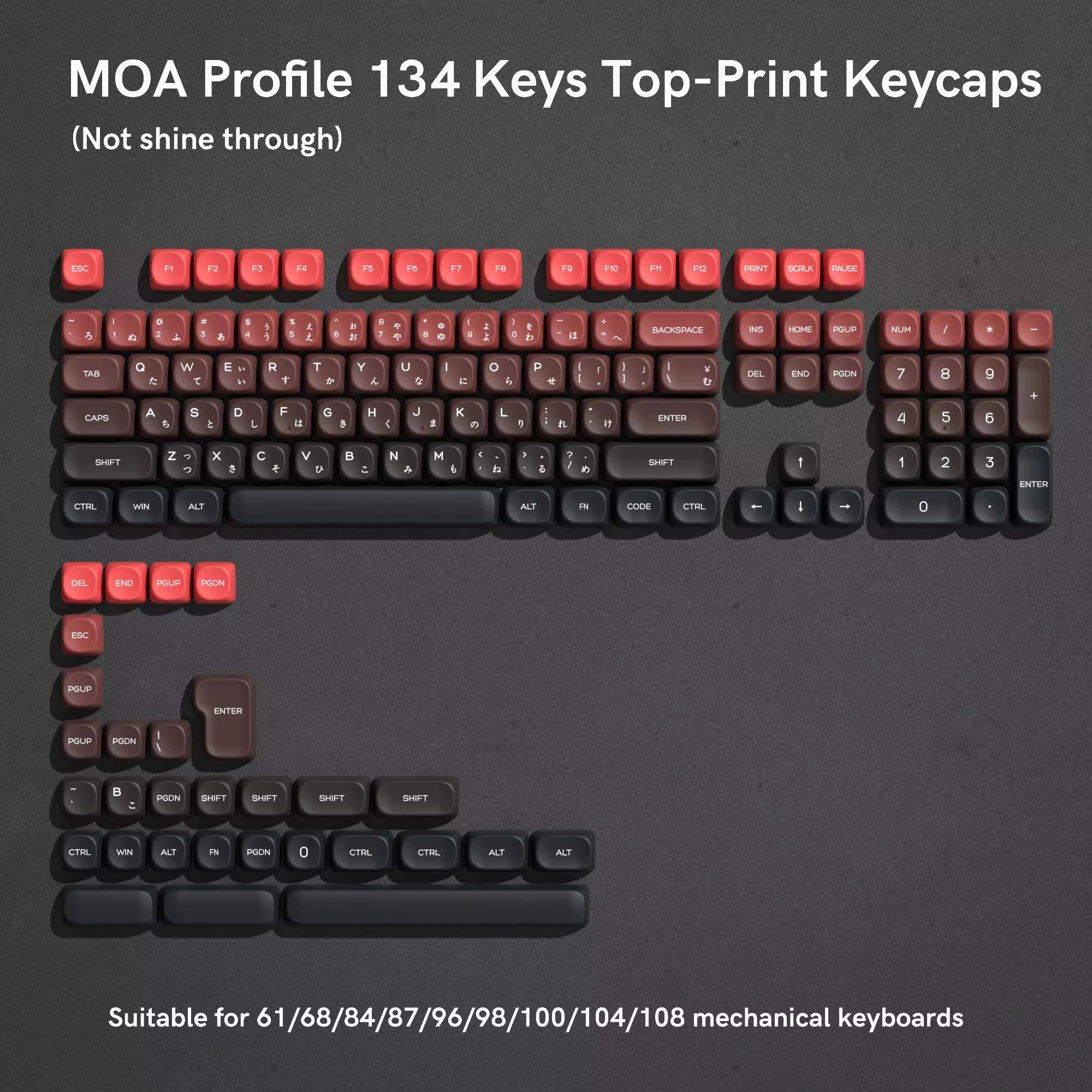 143 Keys Pink Cherry MOA Profile PBT Keycaps Customs Dye Sub Key caps for 61/87/104 Cherry MX Switch Gaming Mechanical Keyboard