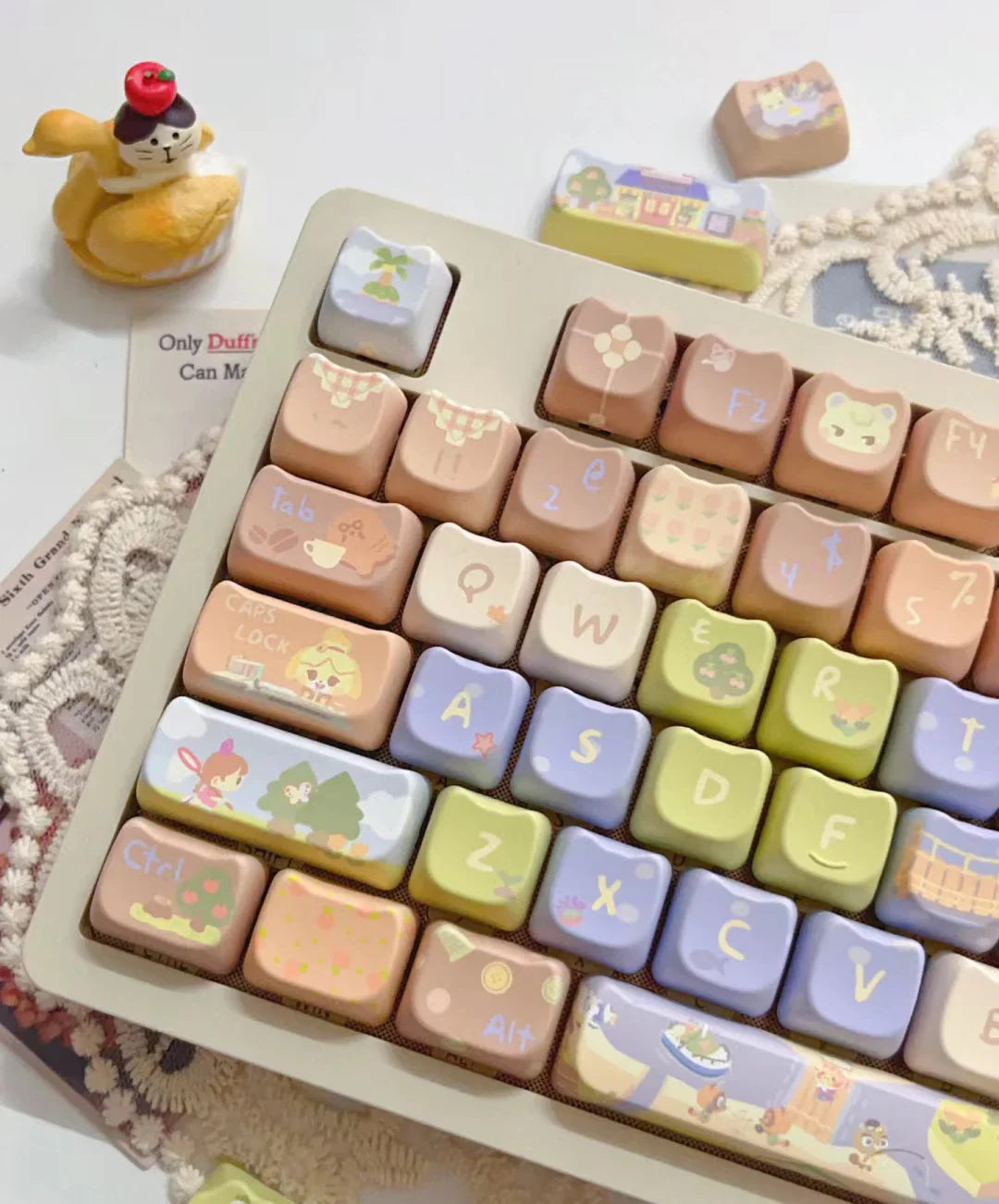 142 Keys Customized Gift Cute Cat keycaps New MAO Keycaps Square Thermal Sublimation Mechanical Keyboard 2.25 U 2.75U for Alice