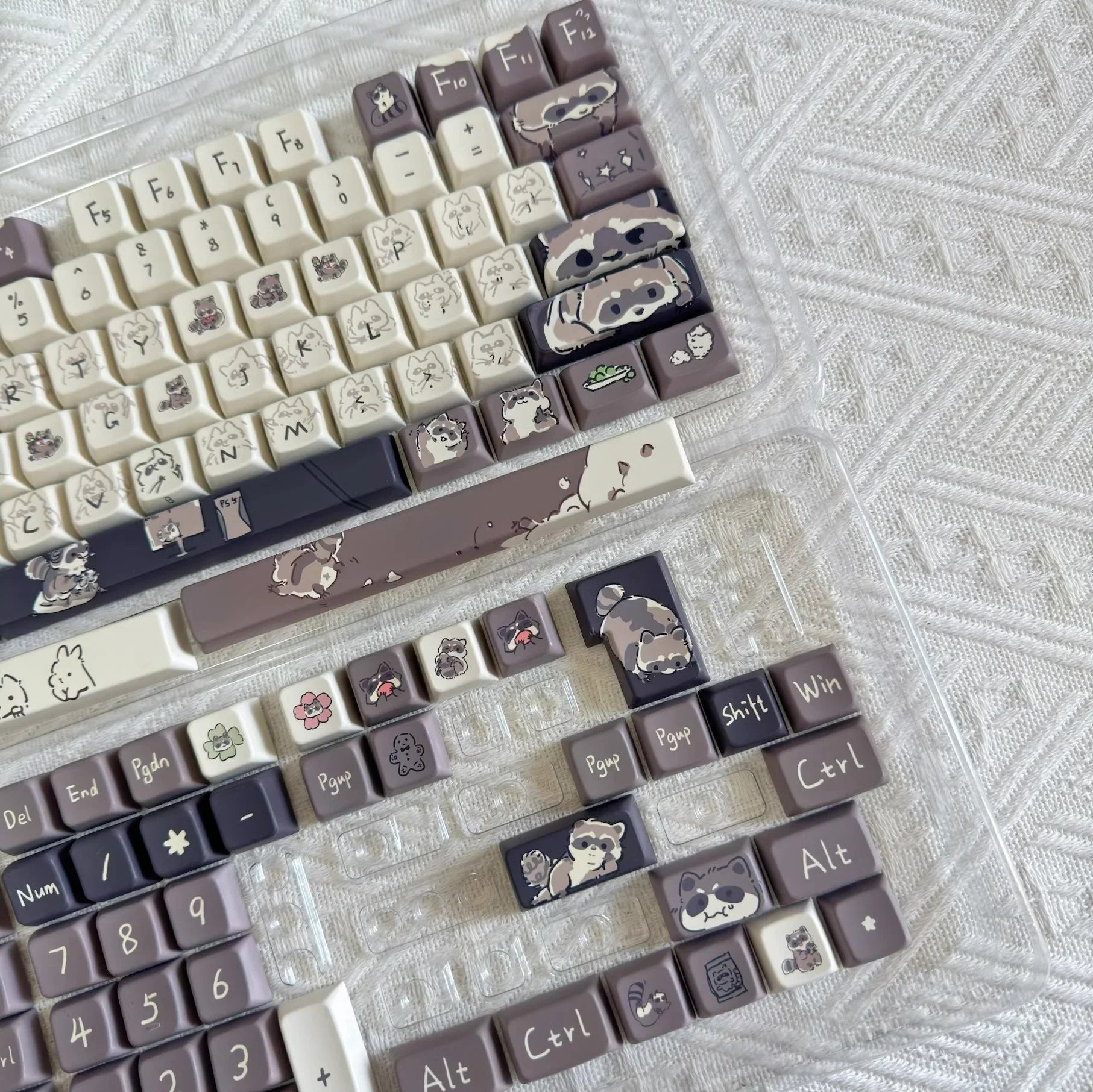 Raccoon/Penguin Keycap 148keys Cherry Side Printed Pbt  Sublimation Mechanical Keyboard Keycaps Customized Cute For Game Office
