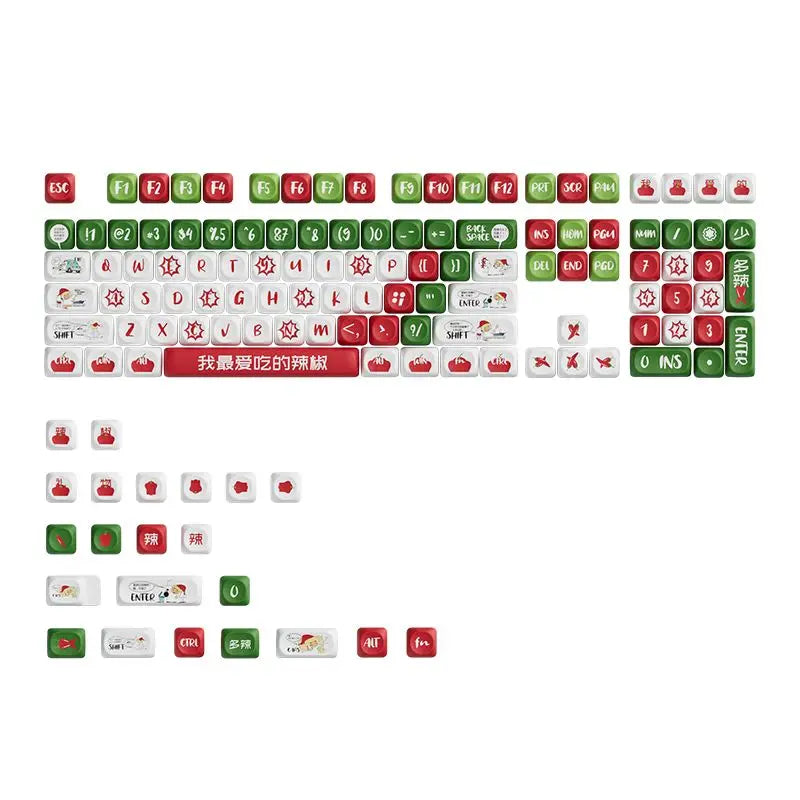 Snowflakes Theme Keycaps 127 Keys MOA Profile PBT Square KeyCap Dye Sublimation Mechanical Keyboard Key Cap Keyboards Accessorie