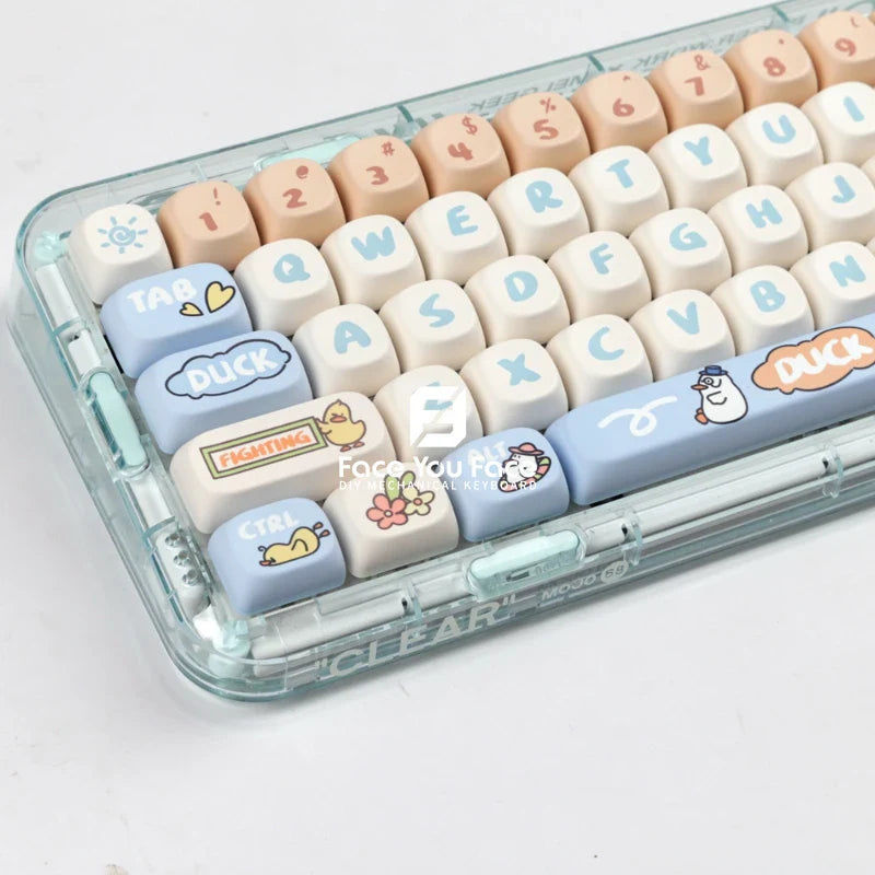 139 Keys/set Boring Duck Key Cap PBT MOA Profile Double Shot Keycap Thermal Sublimation Mechanical Keyboard for Customization