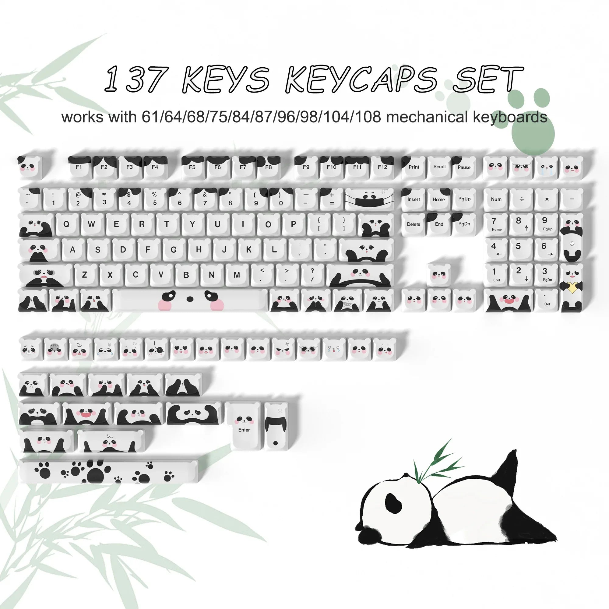 143 keys Coffee Cat  PBT Keycap 5 Sides DYE-SUB XDA Profile Customized Keycaps For Cherry MX Switch Gamer Mechanical Keyboards