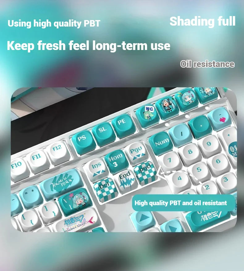 120key Miku Anime Theme Keycap MOA Hight PBT Heat Sublimation Personality Creative Customization Mechanical keyboard Keycap