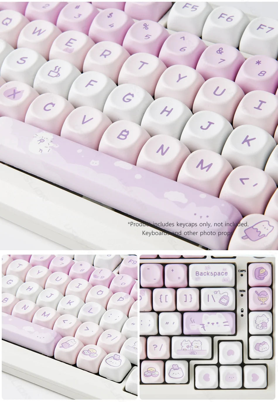 132Keys MOA Profile Keycaps Cartoon PBT Key Caps for 61/64/68/78/84/87/96/104/108 Keys Gaming Mechanical Keyborad MX Swtiches