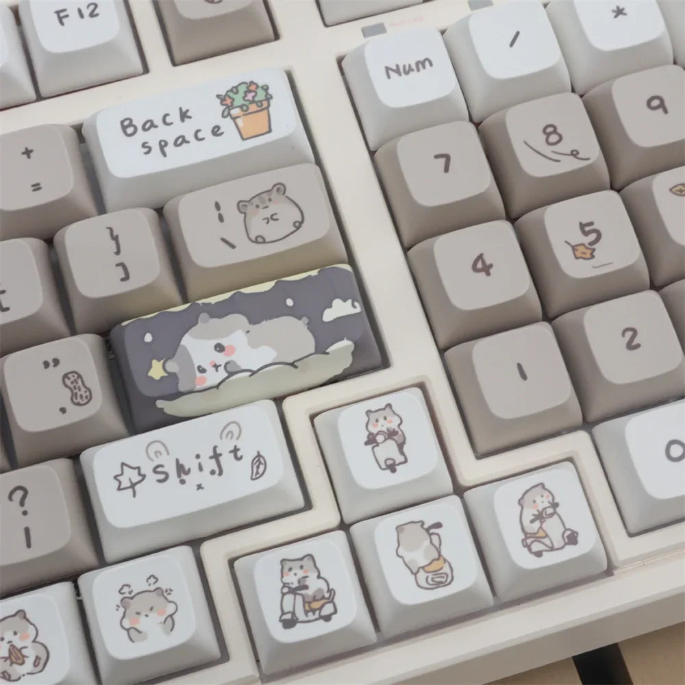 132 keys Cute Mouse Cartoon Theme Keycaps XDA Profile Key caps English for 61/64/68/84/87/96/98/104 Mechanical Keyboard Keycaps